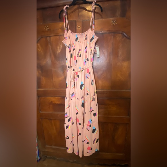 Target Tie Shoulder Summer Maxi XXL Dress 80’s Retro Peach Pink Teal Purple - Picture 5 of 14